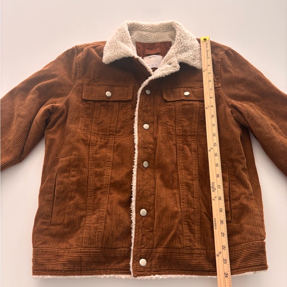 Bershka Brown Corduroy Jacket with Cream Sherpa Collar Women’s Size Large - Picture 6 of 6